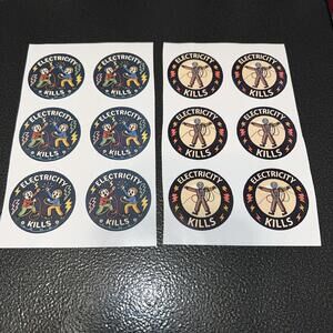 12pc Electricity Kills Funny Vintage Warning Label Sticker Decal Laptop Xbox PS5